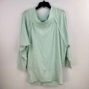 We The Free Top‎ Waffle Knit Small Petite Green Knit Off The Shoulder Oversize